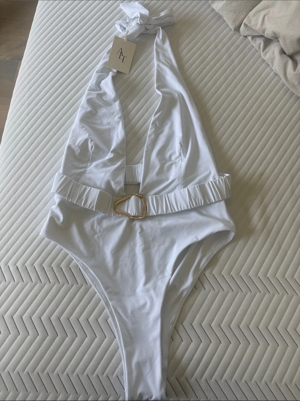 NWT ALT Swim / Celeste Plunge One Piece - White - L - Picture 1 of 4